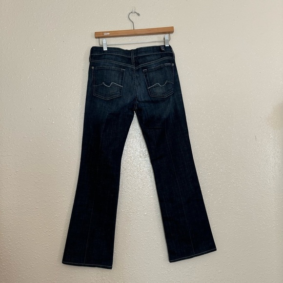 7 For All Mankind Boot Cut Low Rise Dark Wash Jeans Y2K Style - Picture 3 of 7
